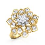 Gold Diamond Lily Flower Ring