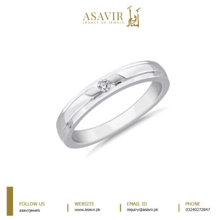 men Silver ring with diamond