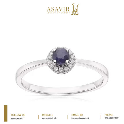 Blue Silver Diamond Ring