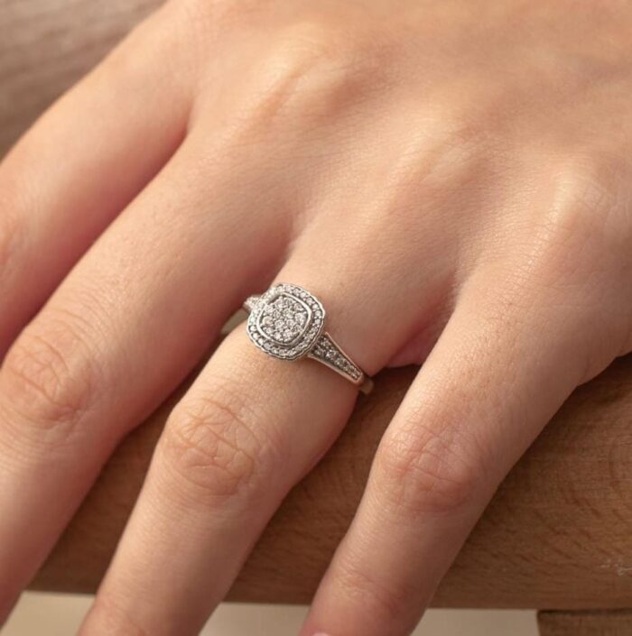 Women's Silver Diamond Anniversary Ring - Image 6
