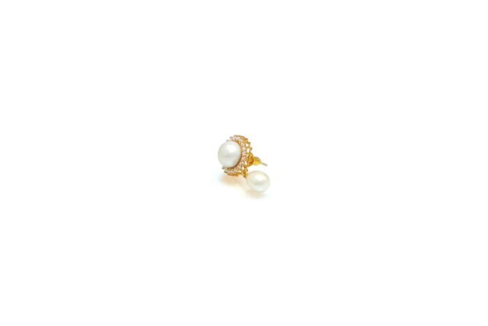 Natural Freshwater Pearl Gold Earrings - Image 6