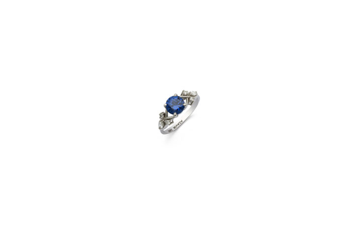 Blue Zircon Lab Grown Diamonds Ring