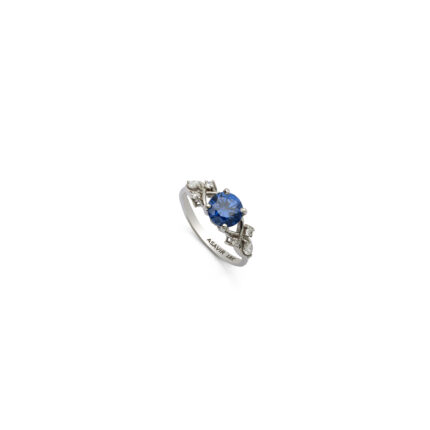 Blue Zircon Lab Grown Diamonds Ring