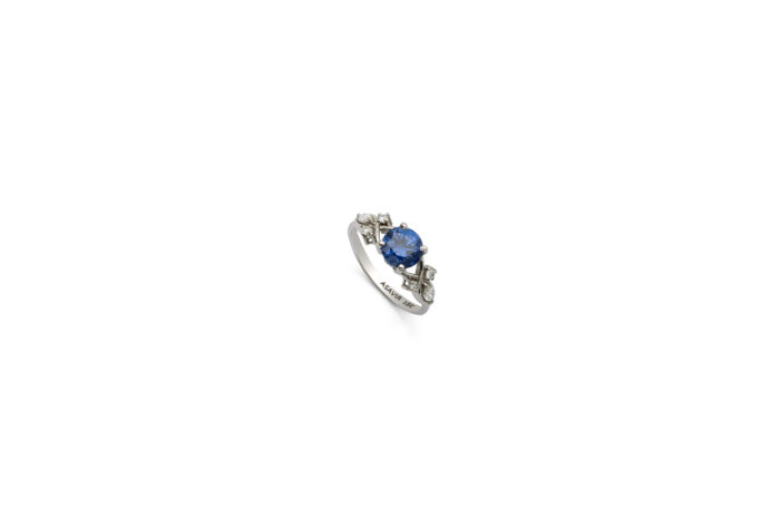 Blue Zircon Lab Grown Diamonds Ring
