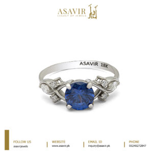 Blue Zircon Lab Grown Diamonds Ring