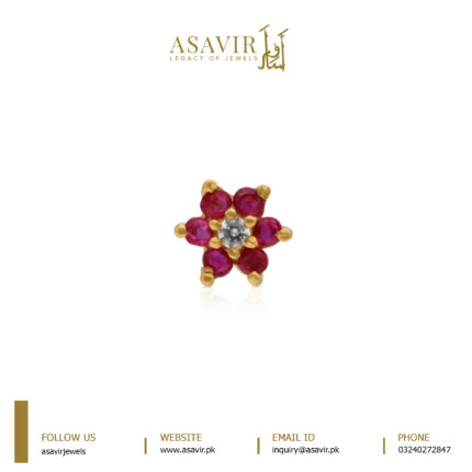 (Ruby Color Side Stone and center White)